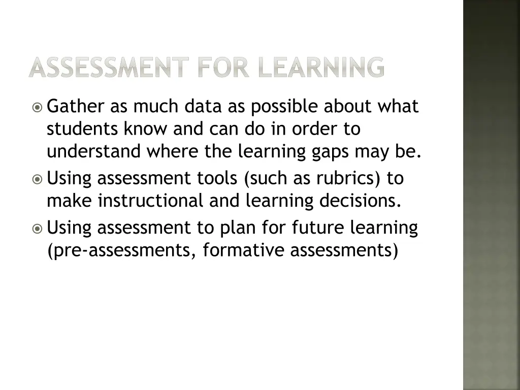 assessment for learning