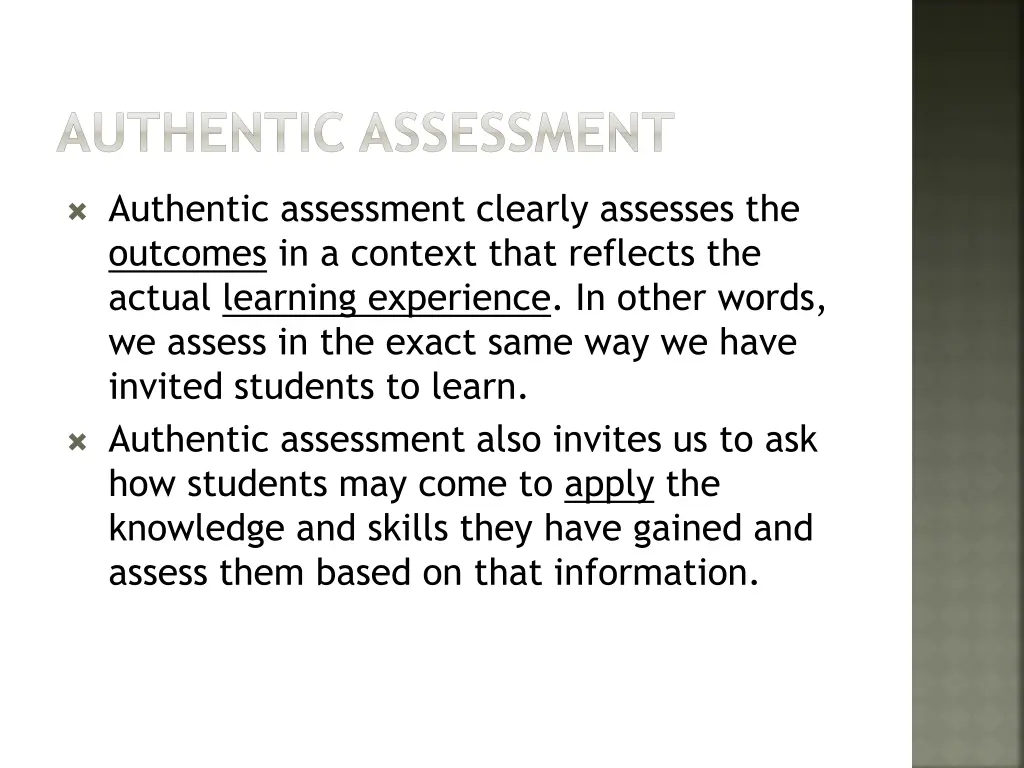 authentic assessment