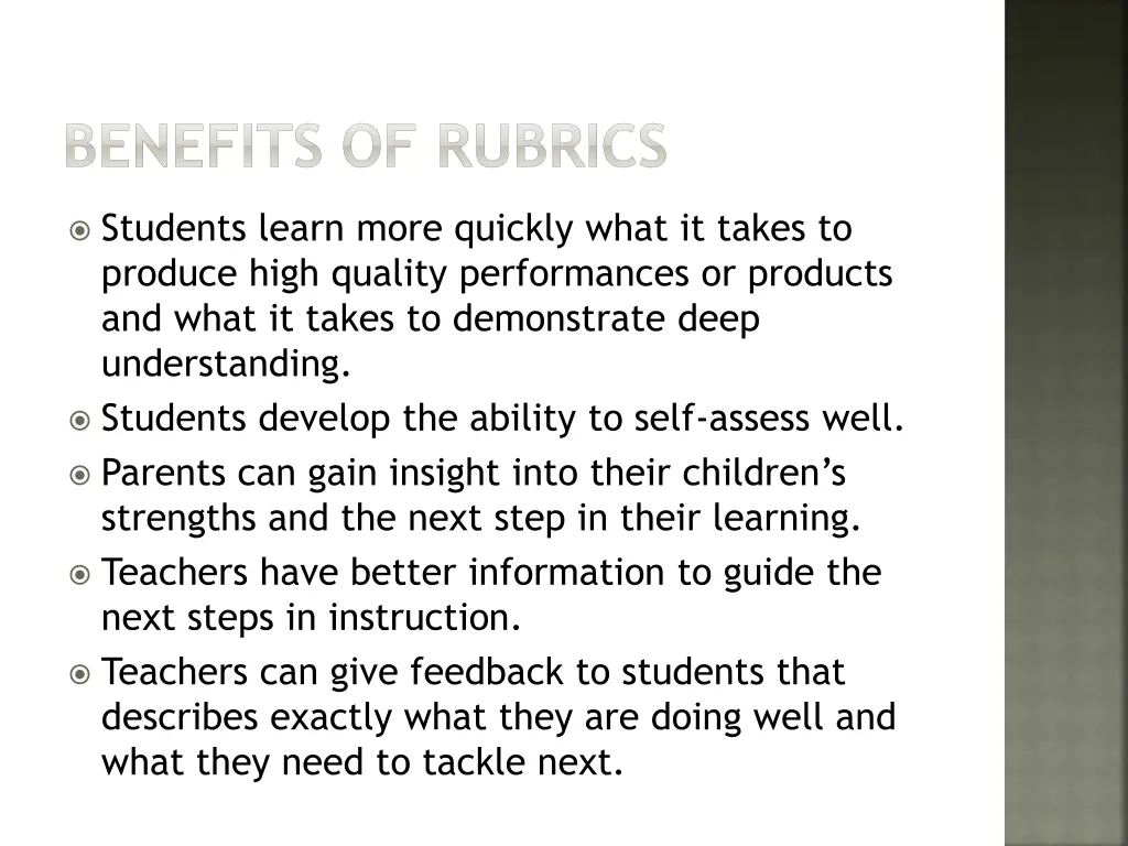 benefits of rubrics