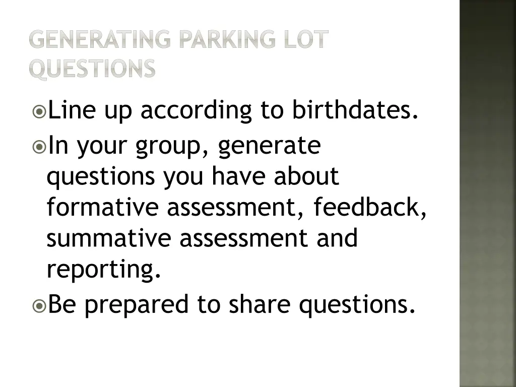 generating parking lot questions