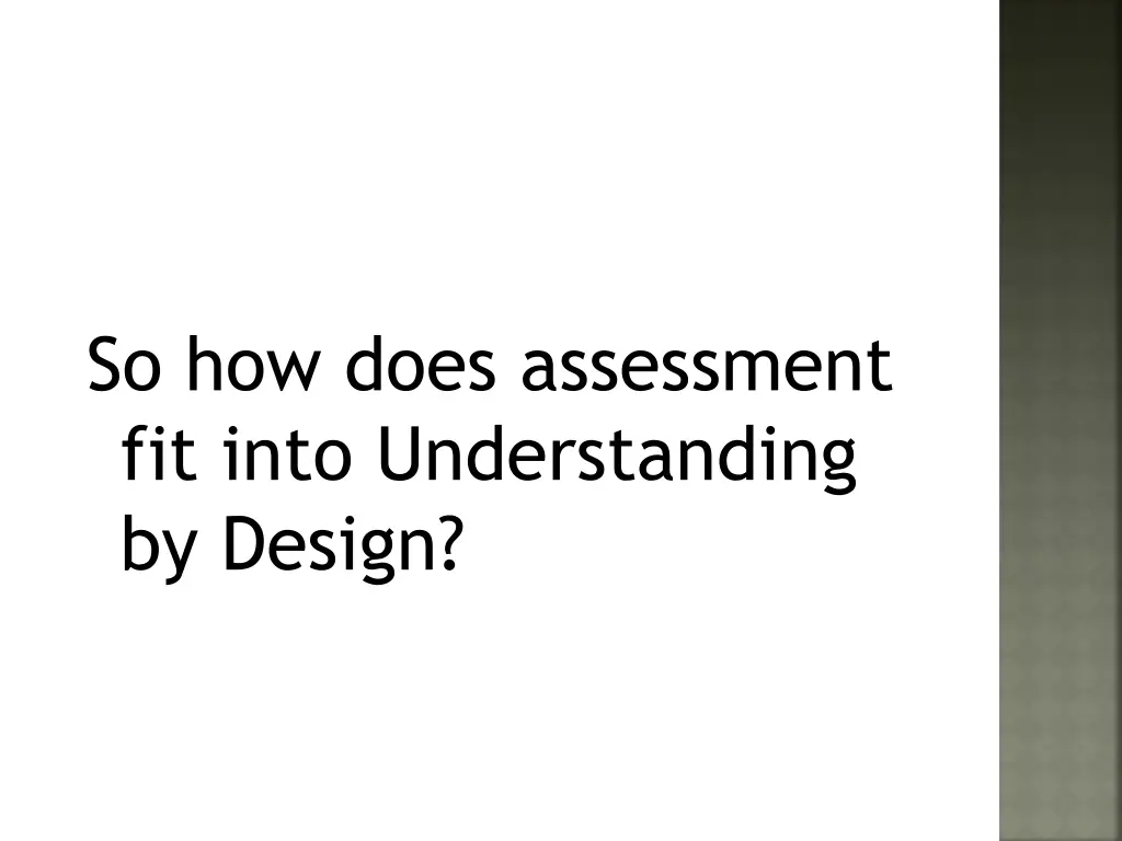 so how does assessment fit into understanding