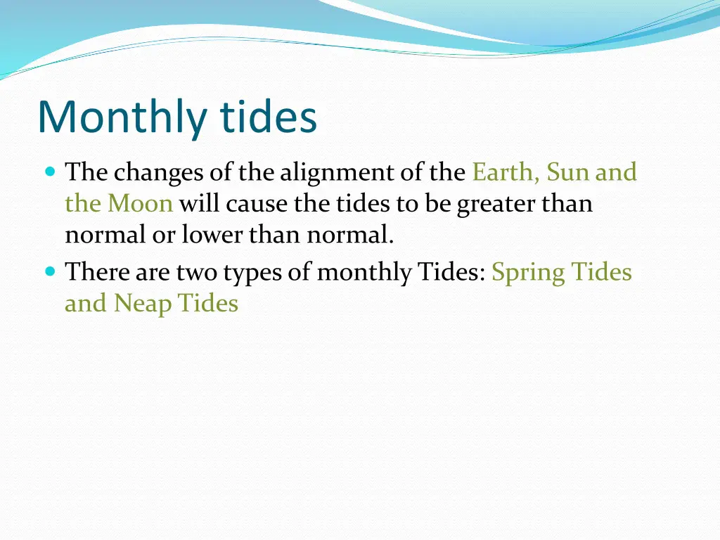 monthly tides