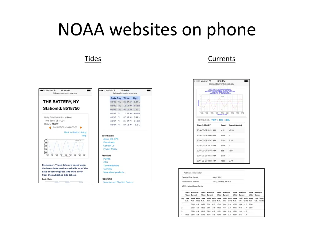 noaa websites on phone