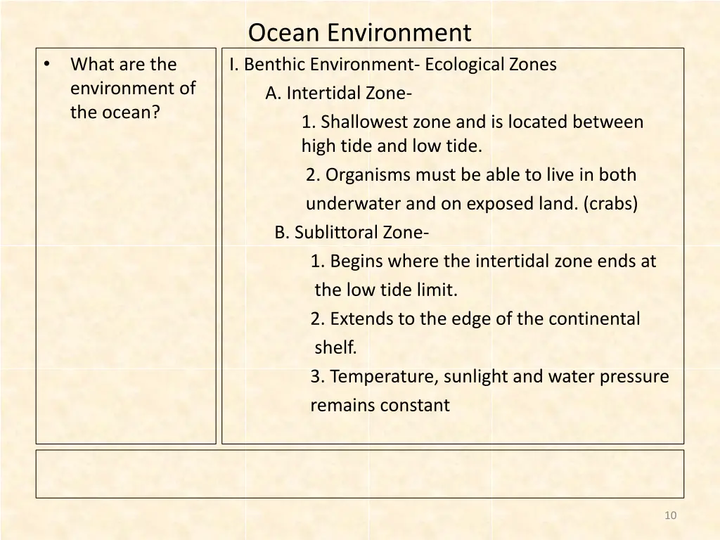 ocean environment i benthic environment