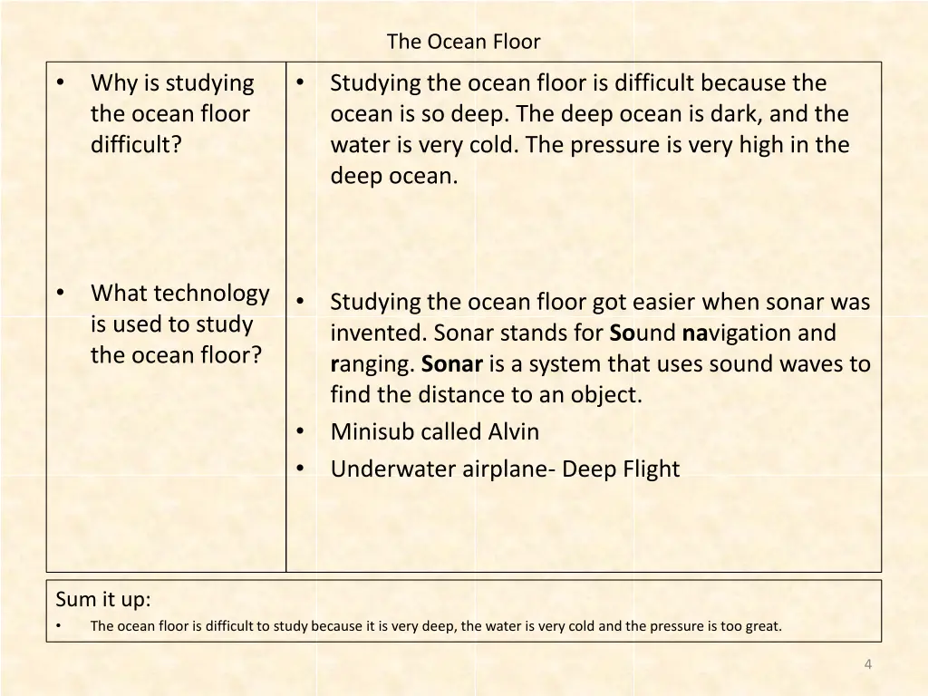 the ocean floor