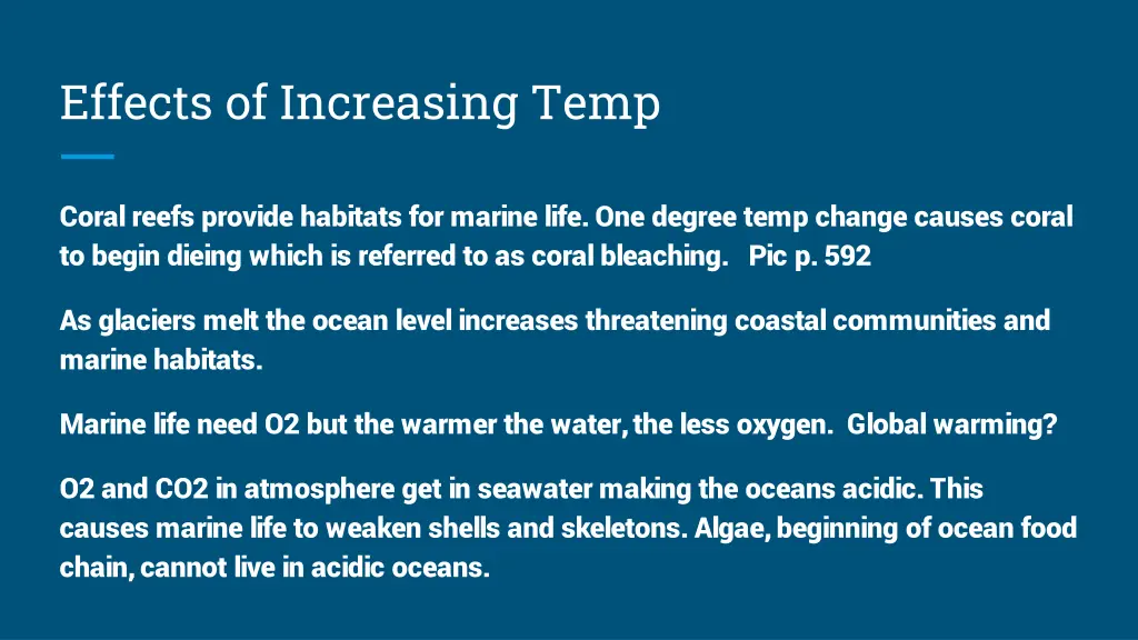 effects of increasing temp