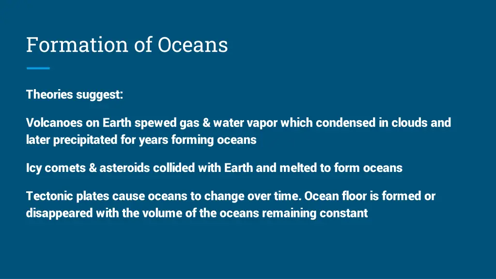 formation of oceans