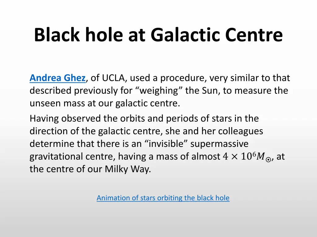 black hole at galactic centre