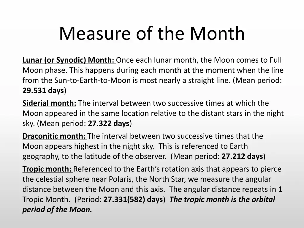 measure of the month