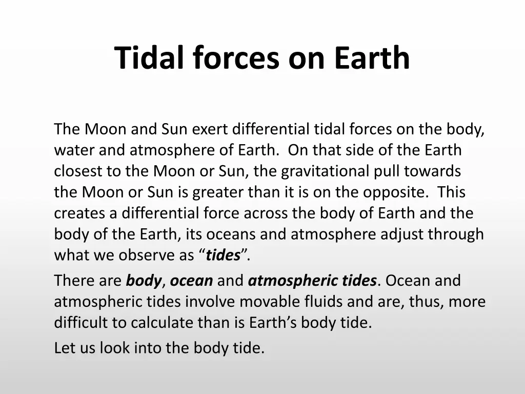 tidal forces on earth