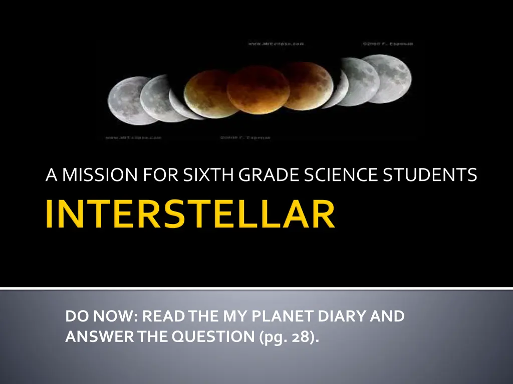 a mission for sixth grade science students