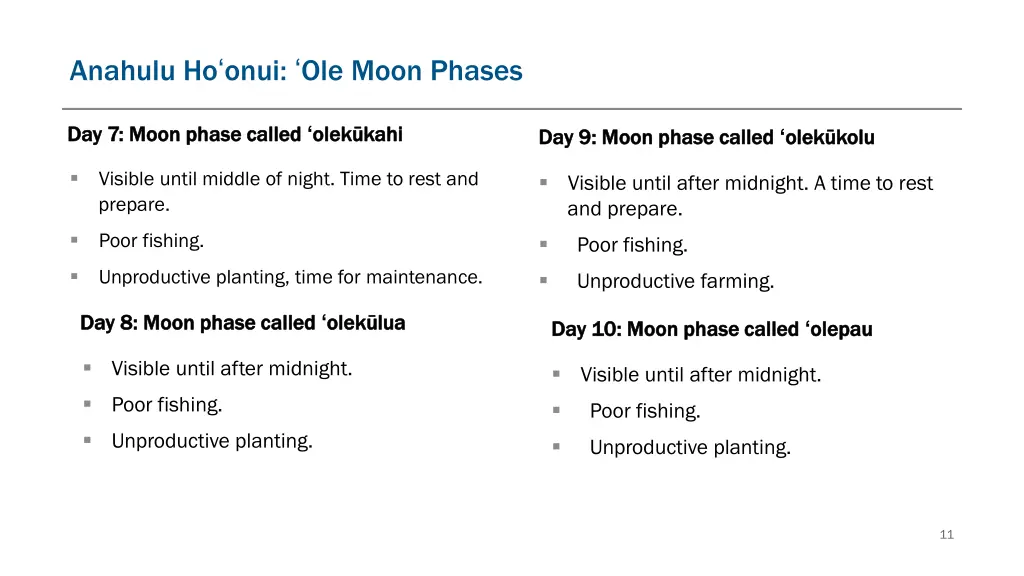 anahulu ho onui ole moon phases