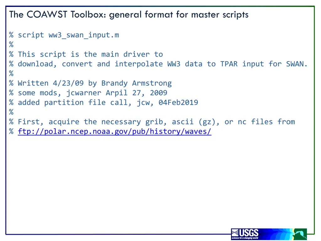 the coawst toolbox general format for master