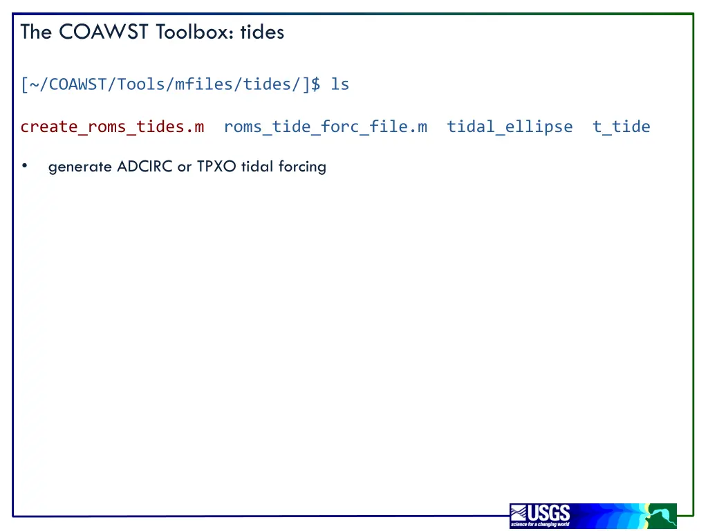 the coawst toolbox tides 1