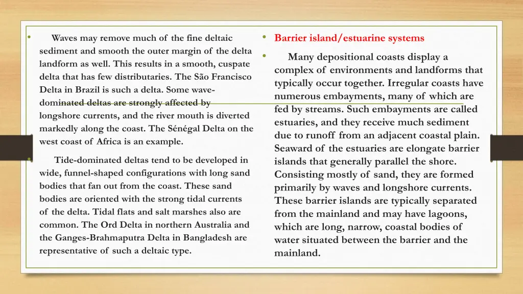 barrier island estuarine systems many