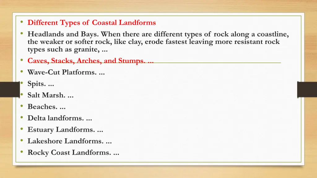 different types of coastal landforms headlands