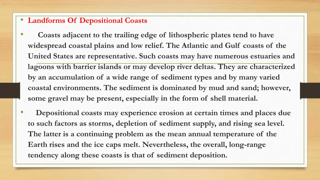 landforms of depositional coasts coasts adjacent