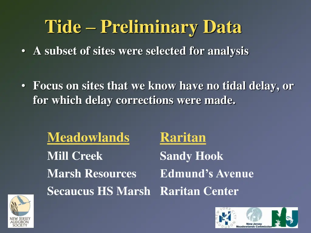 tide preliminary data