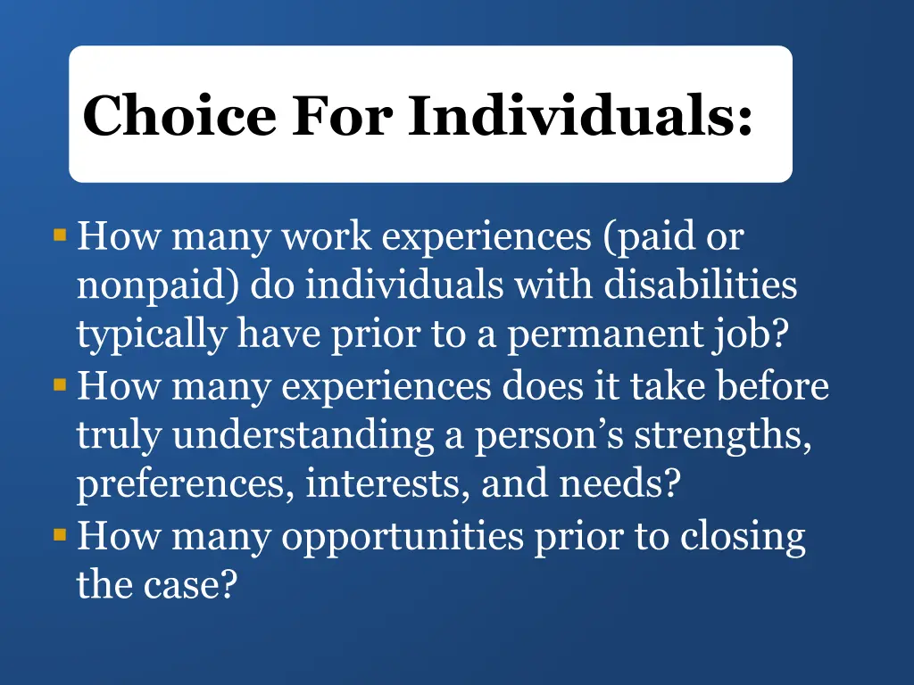 choice for individuals