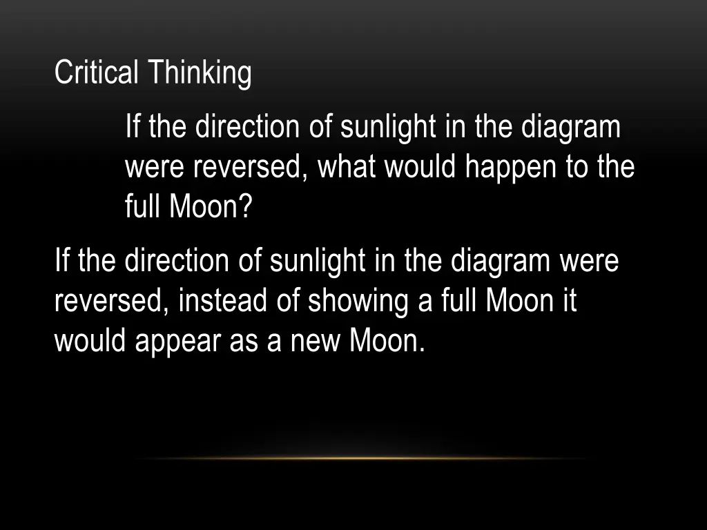 critical thinking if the direction of sunlight