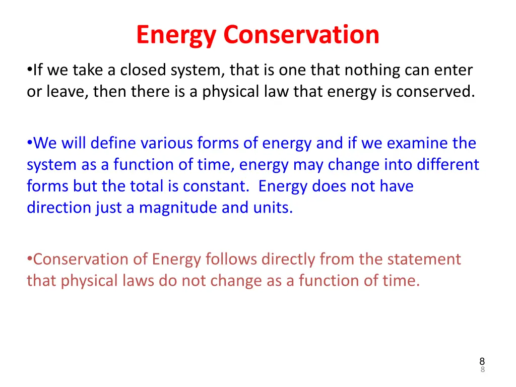 energy conservation if we take a closed system