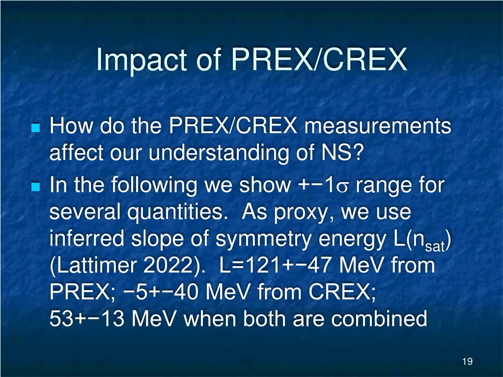 impact of prex crex