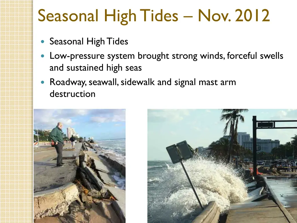 seasonal high tides nov 2012