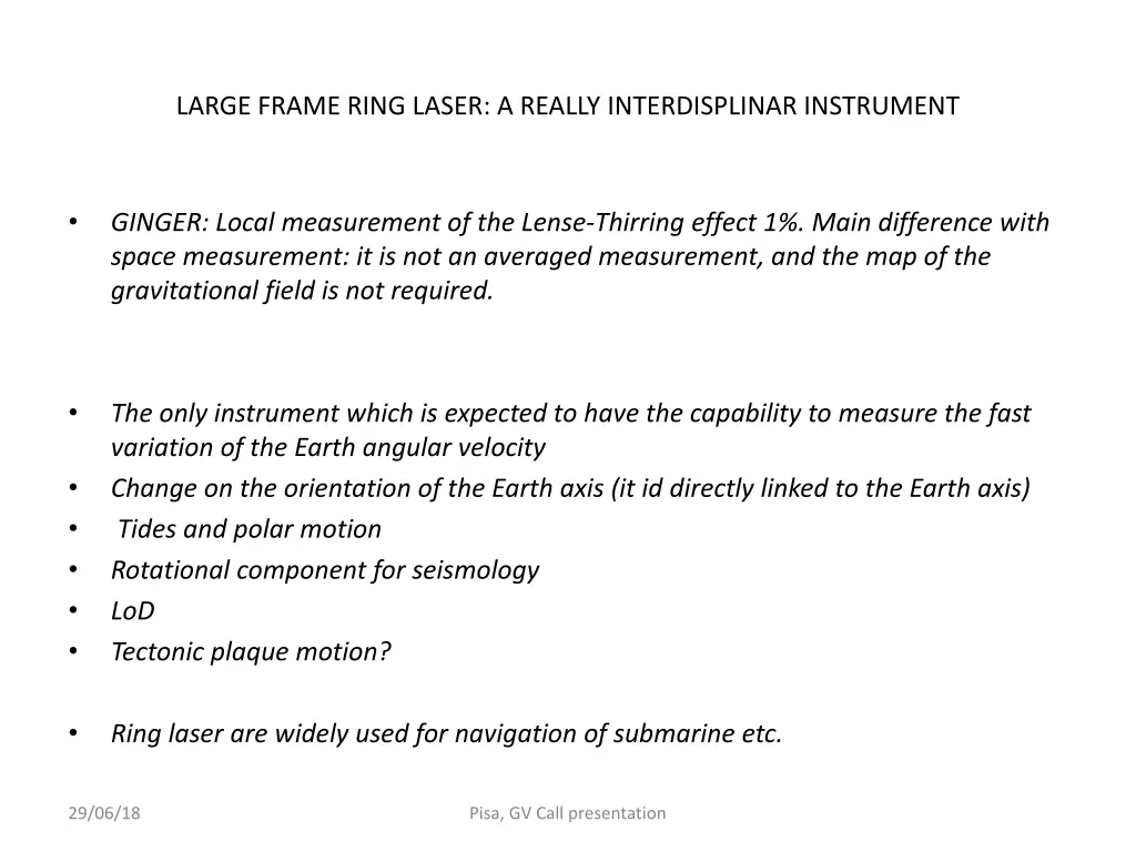 large frame ring laser a really interdisplinar