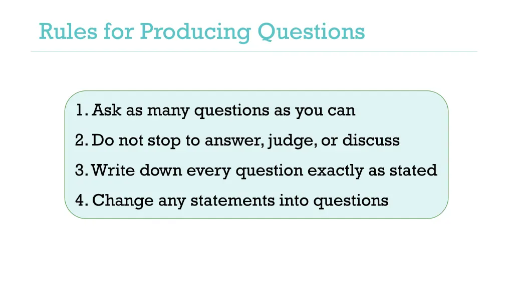 rules for producing questions