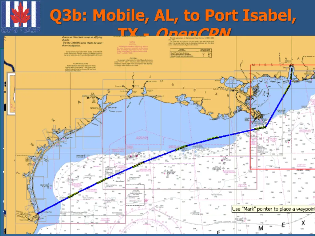 q3b mobile al to port isabel tx opencpn