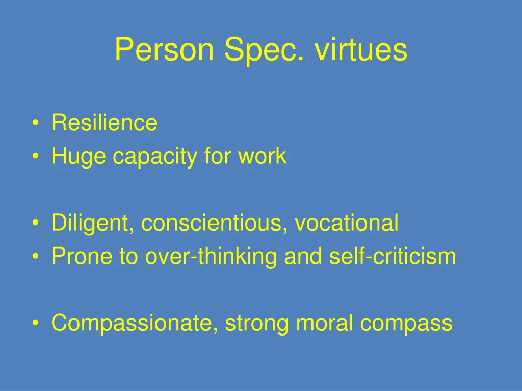 person spec virtues