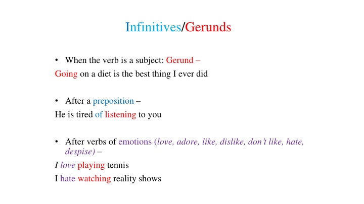 infinitives gerunds