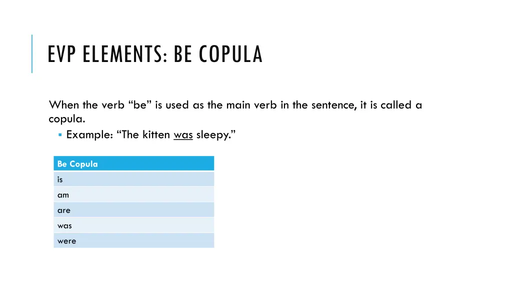 evp elements be copula