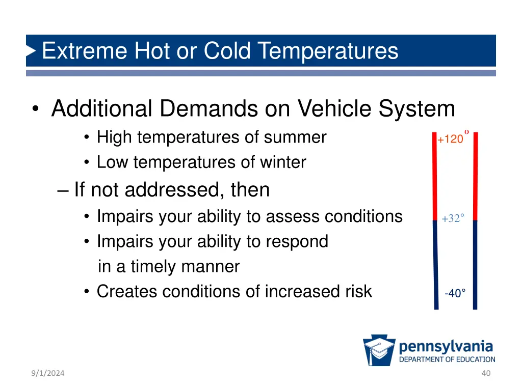 extreme hot or cold temperatures