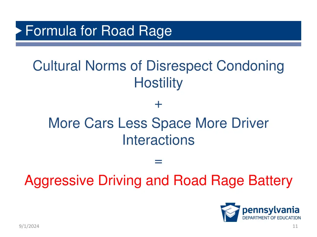 formula for road rage