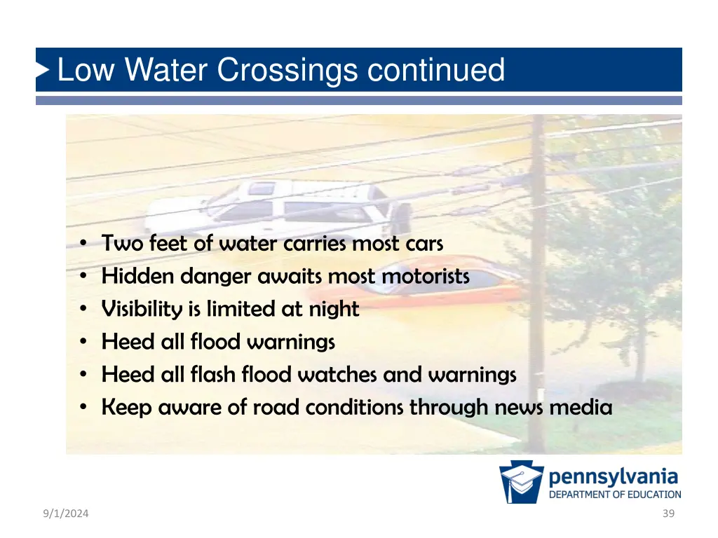 low water crossings continued