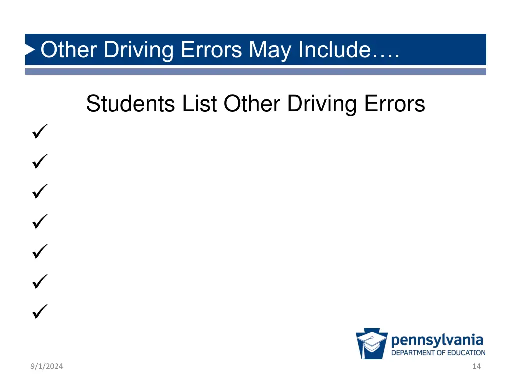 other driving errors may include