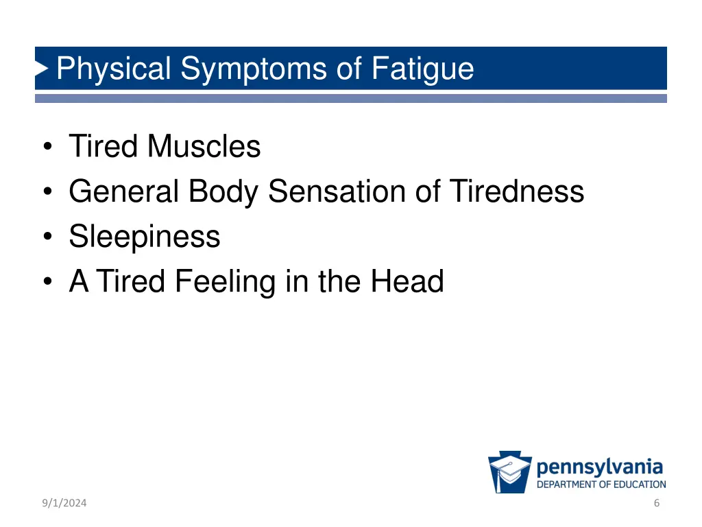 physical symptoms of fatigue