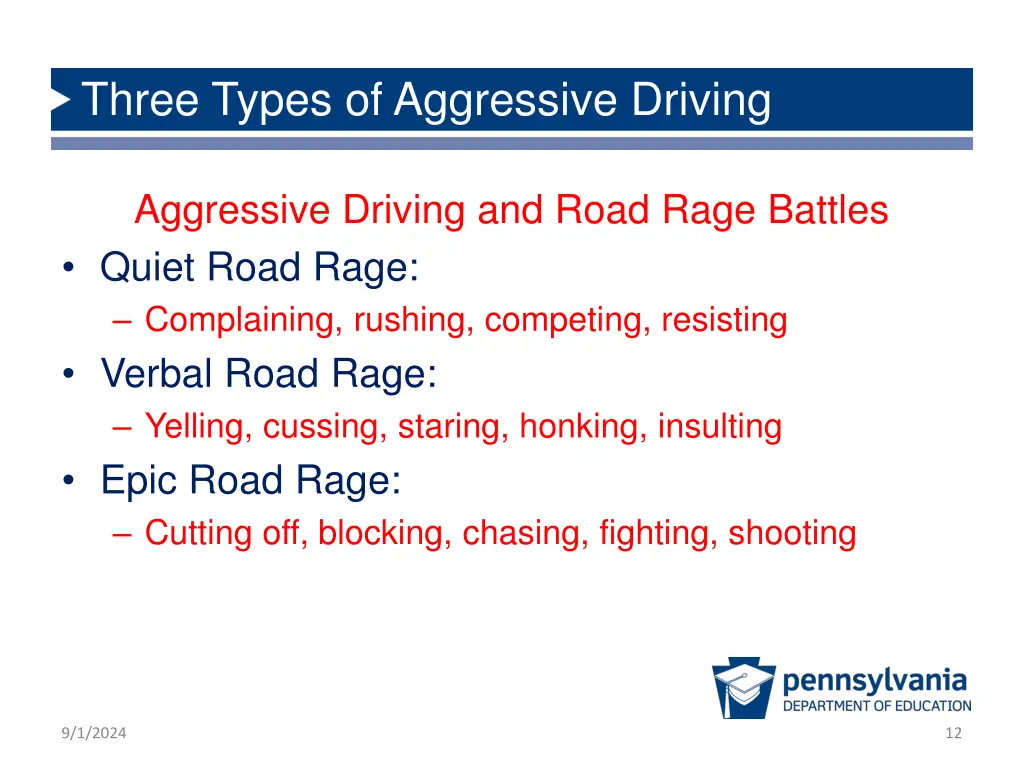 three types of aggressive driving