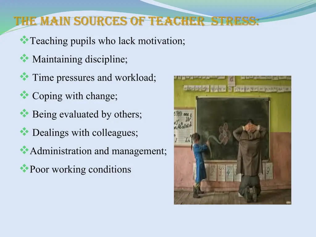 the main sources of teacher stress teaching