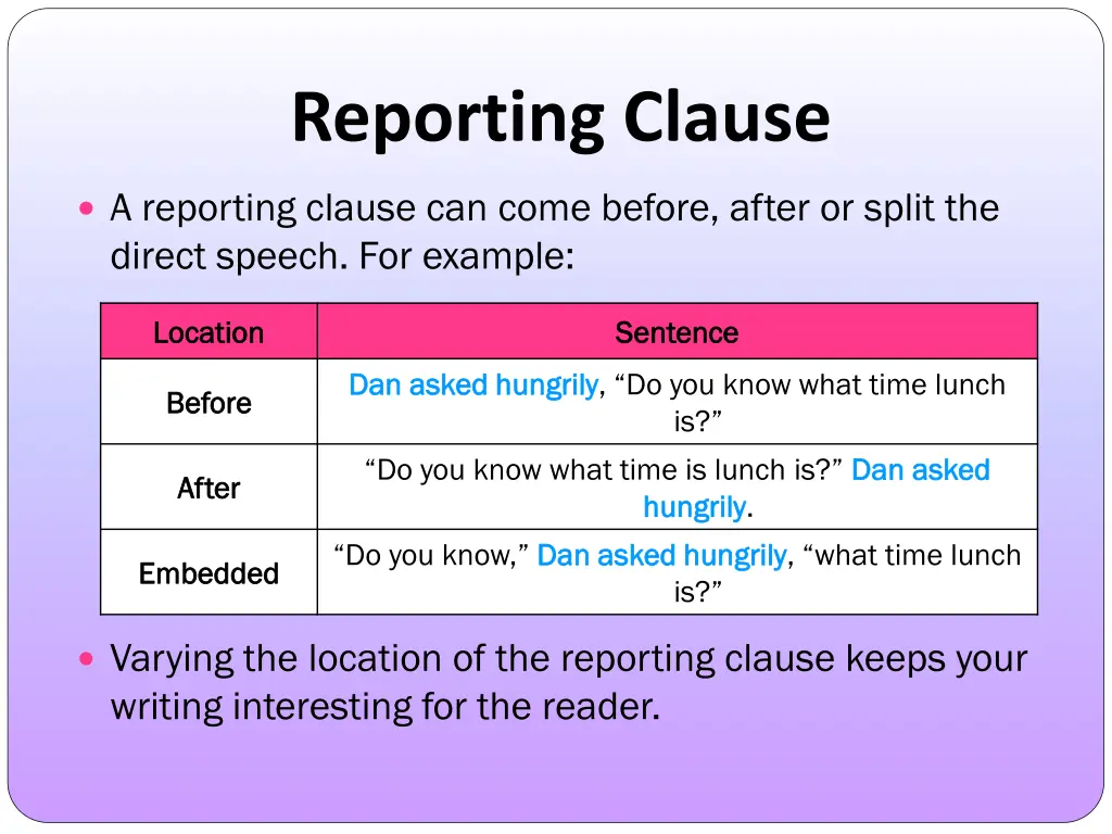 reporting clause 2