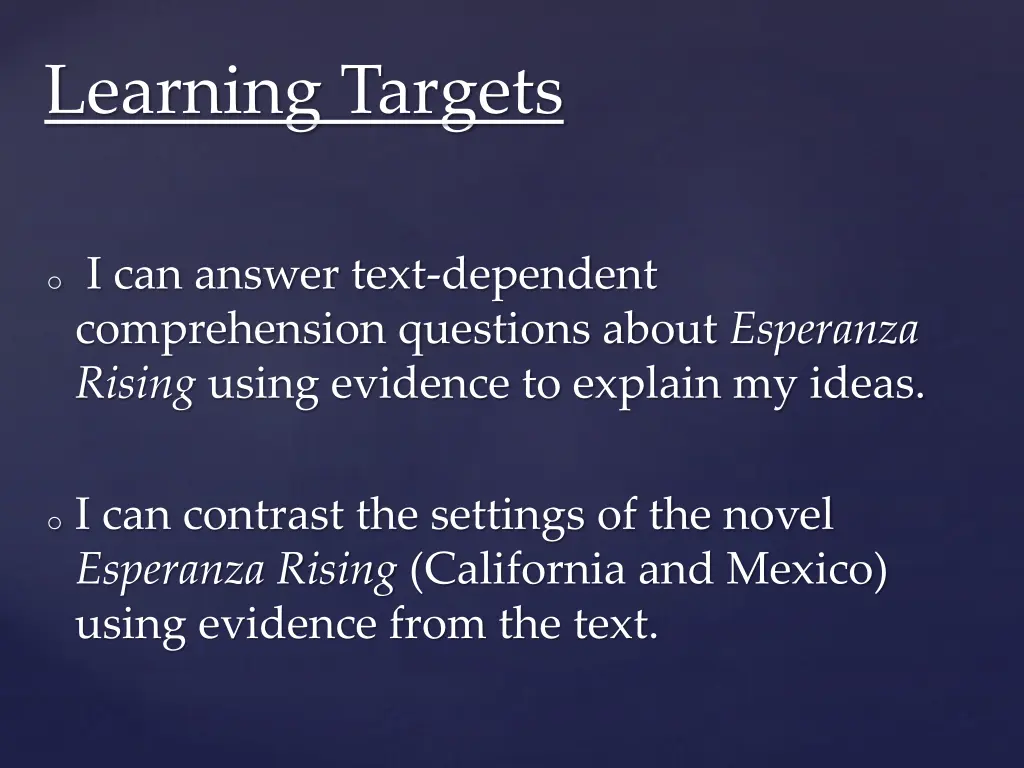 learning targets