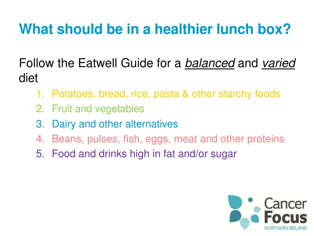 what should be in a healthier lunch box