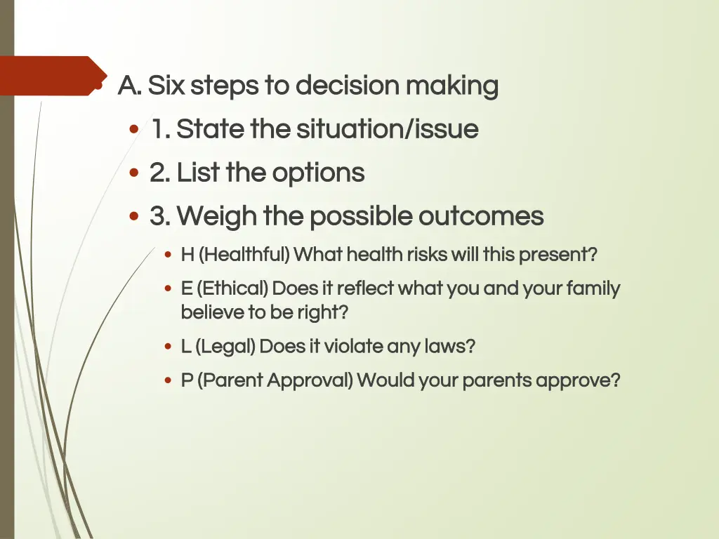 a six steps to decision making a six steps