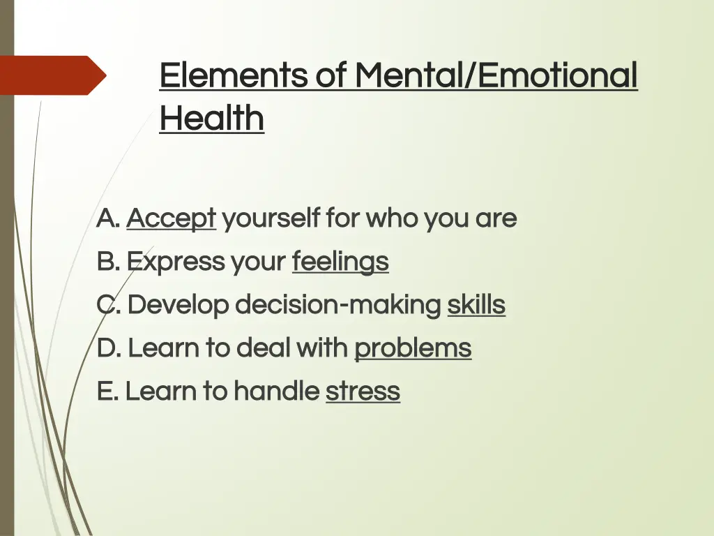 elements of mental emotional elements of mental