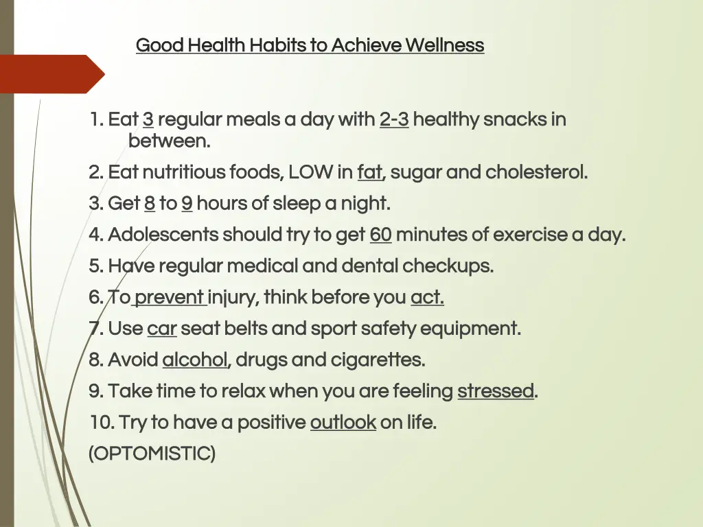 good health habits to achieve wellness good