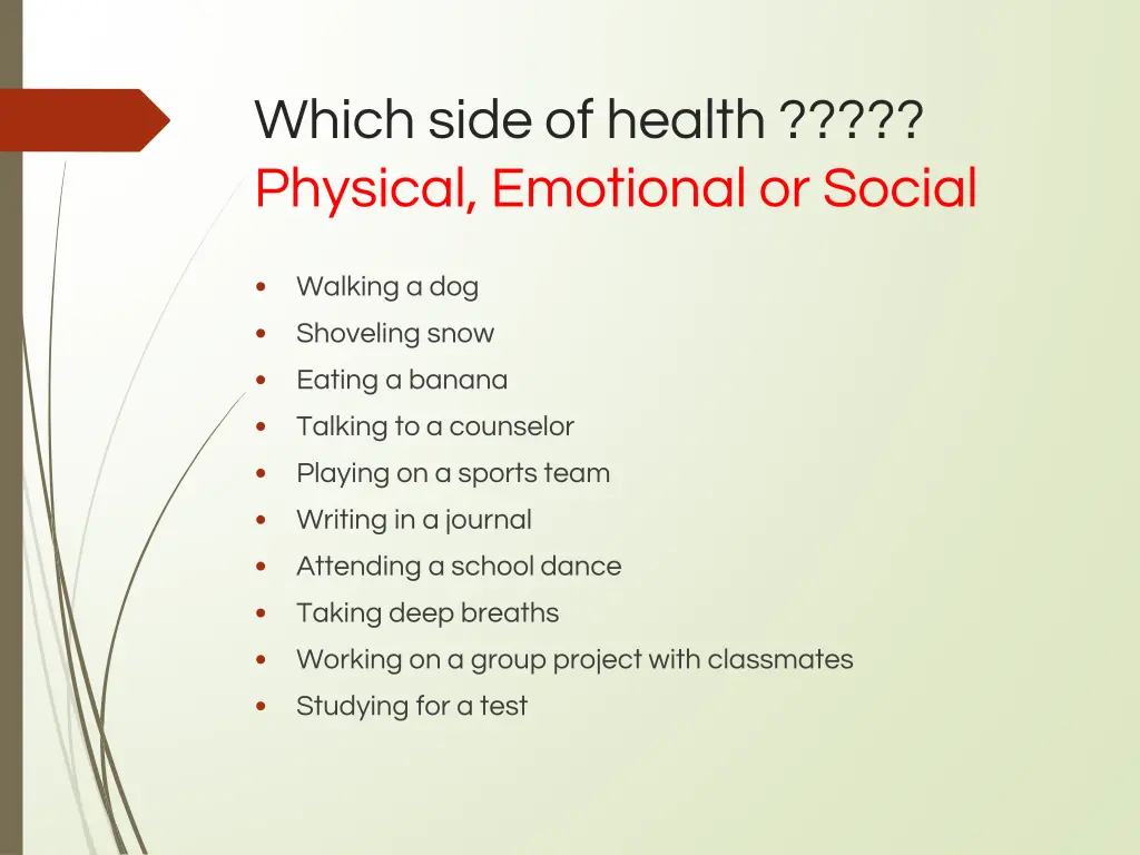 which side of health physical emotional or social