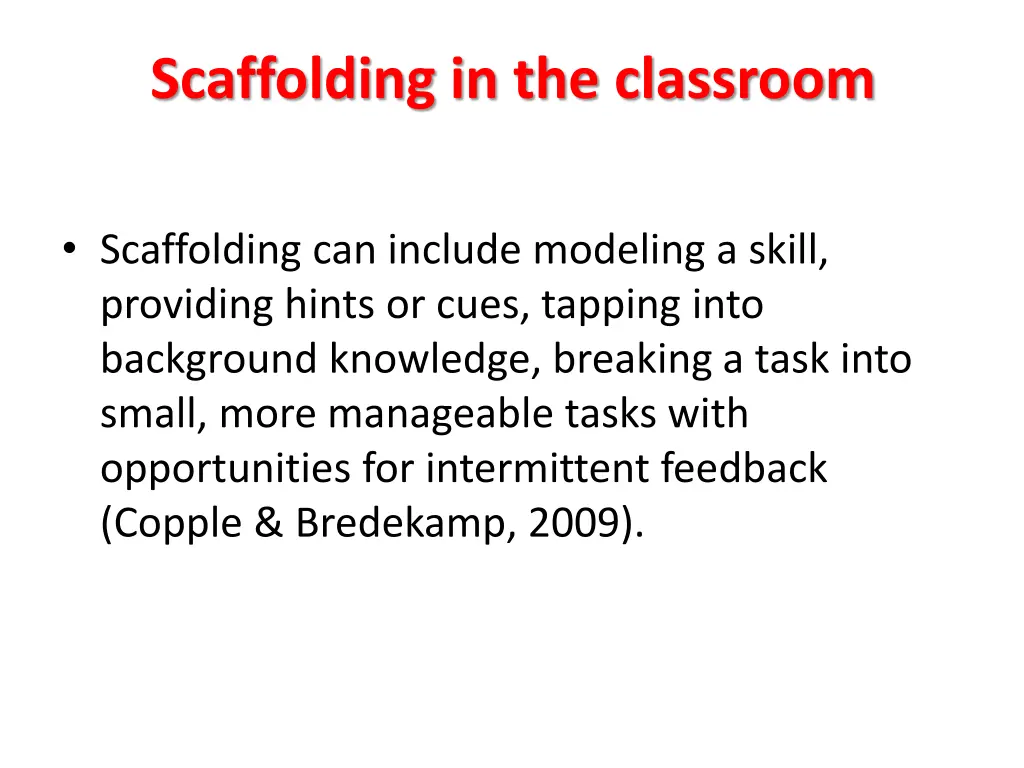 scaffolding in the classroom