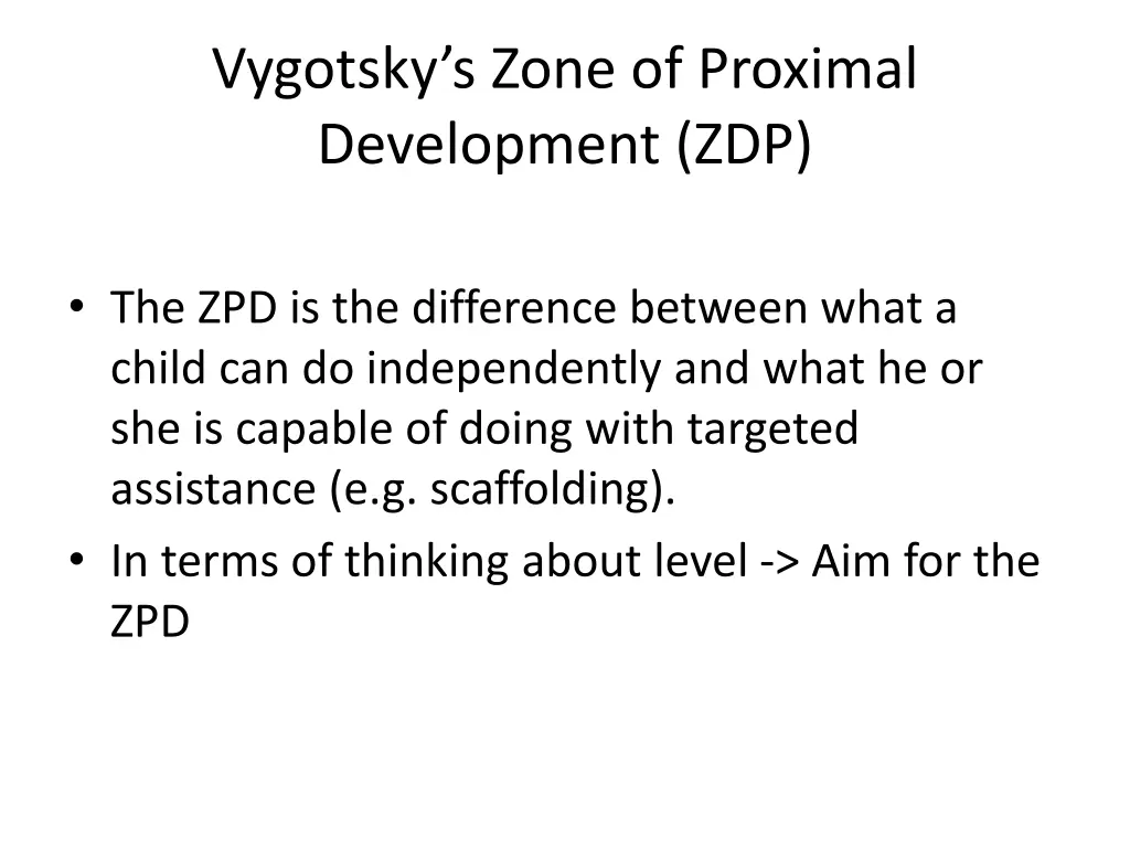 vygotsky s zone of proximal development zdp