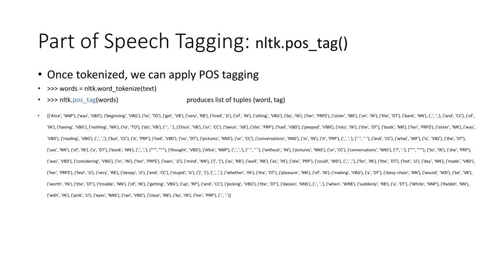 part of speech tagging nltk pos tag